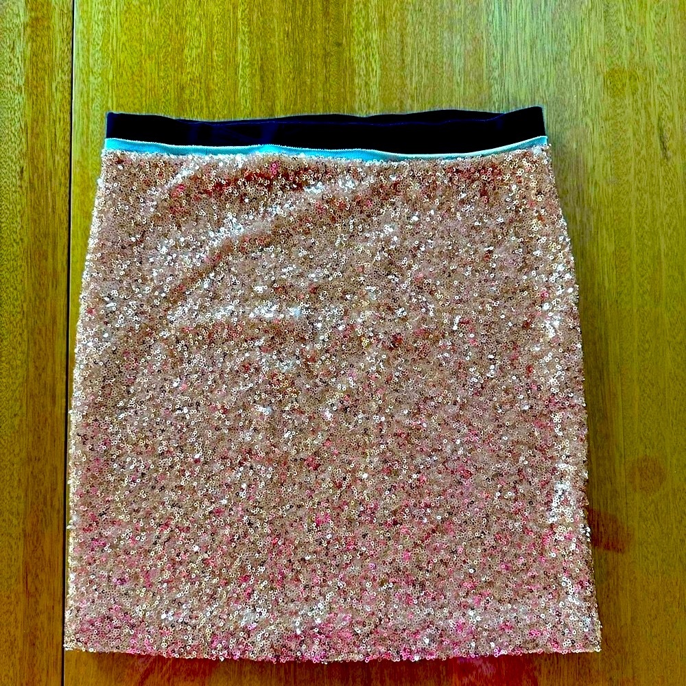 Sequin RoseGold Mini Skirt M Rachel Roy club party streetwear New Year’s 90s Y2K